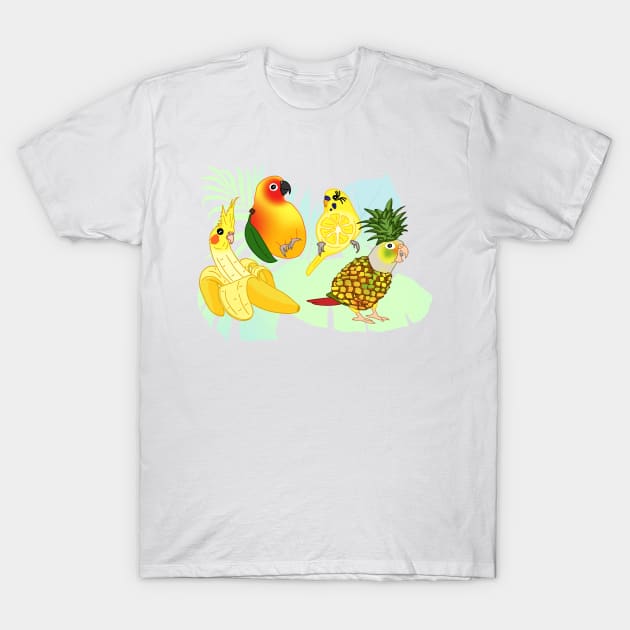 birbs fruits doodles T-Shirt by FandomizedRose